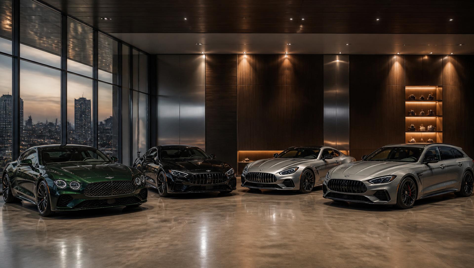Bentley, BMW, Mercedes-AMG and Audi lined up in the Garage 55 showroom